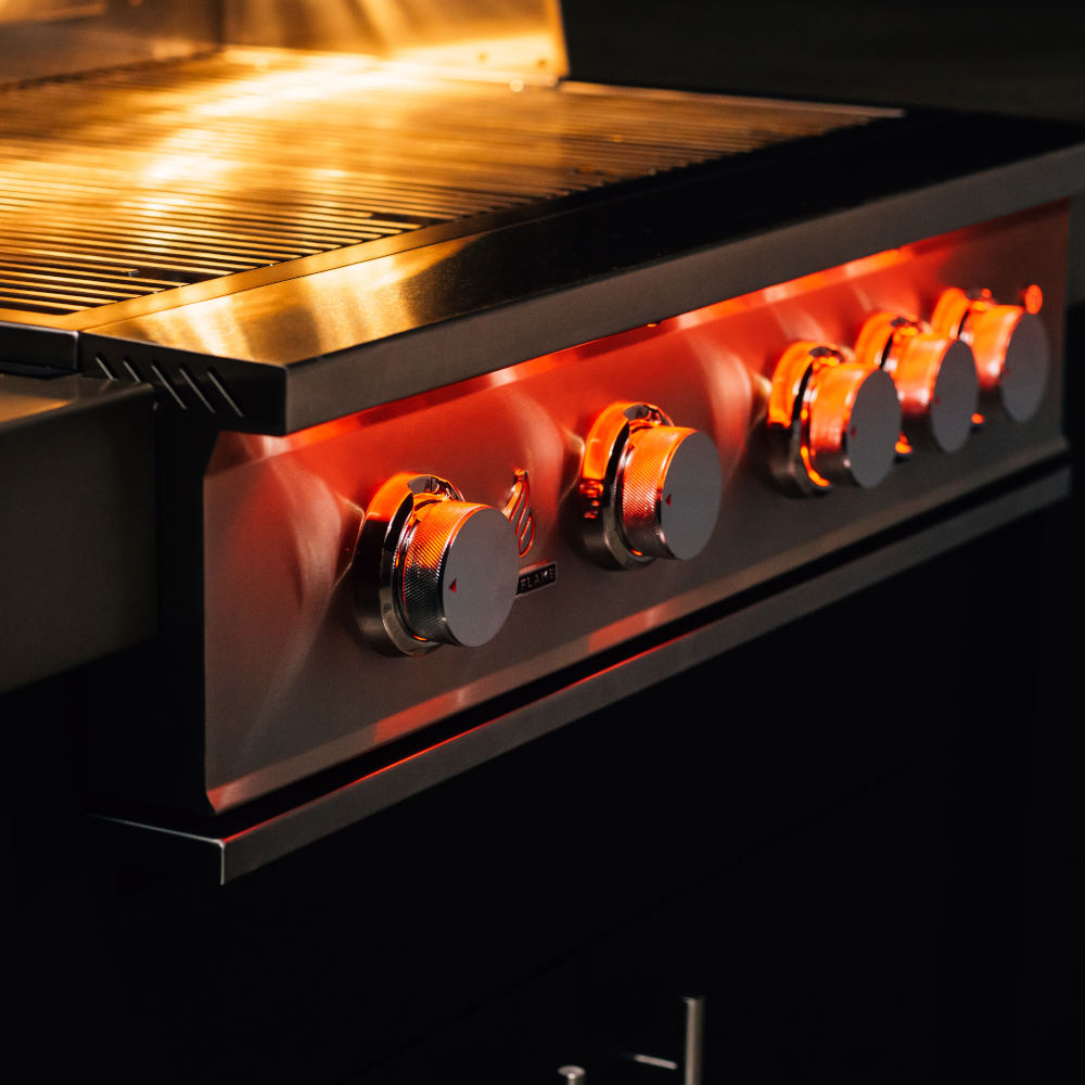 TrueFlame 32-Inch 4-Burner Built-In Propane Gas Grill with Rear Infrared Burner and Grill Lights