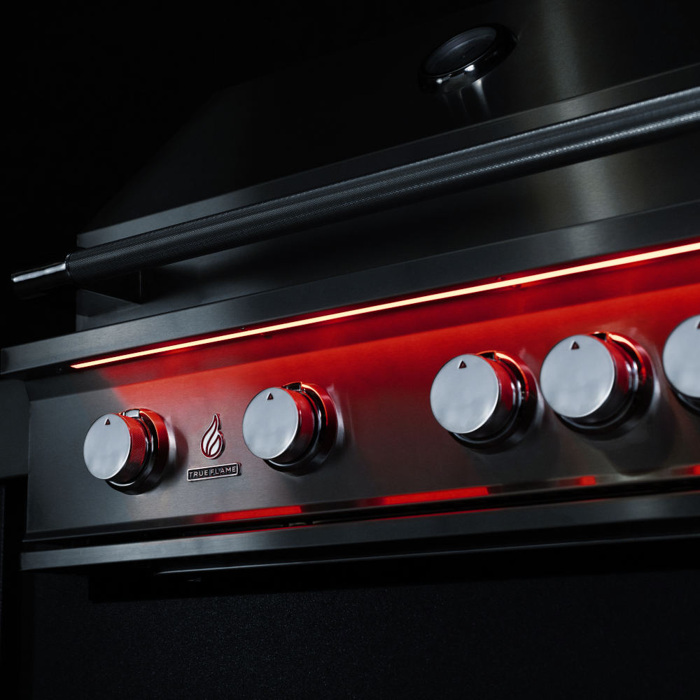 TrueFlame 32-Inch 4-Burner Built-In Propane Gas Grill with Rear Infrared Burner and Grill Lights