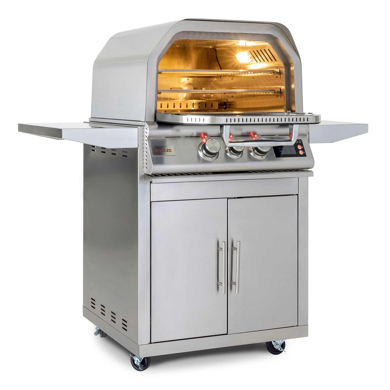 Blaze 26-Inch Freestanding Natural Gas Outdoor Pizza Oven W/ Rotisserie & Cart - BLZ-26-PZOVN-NG